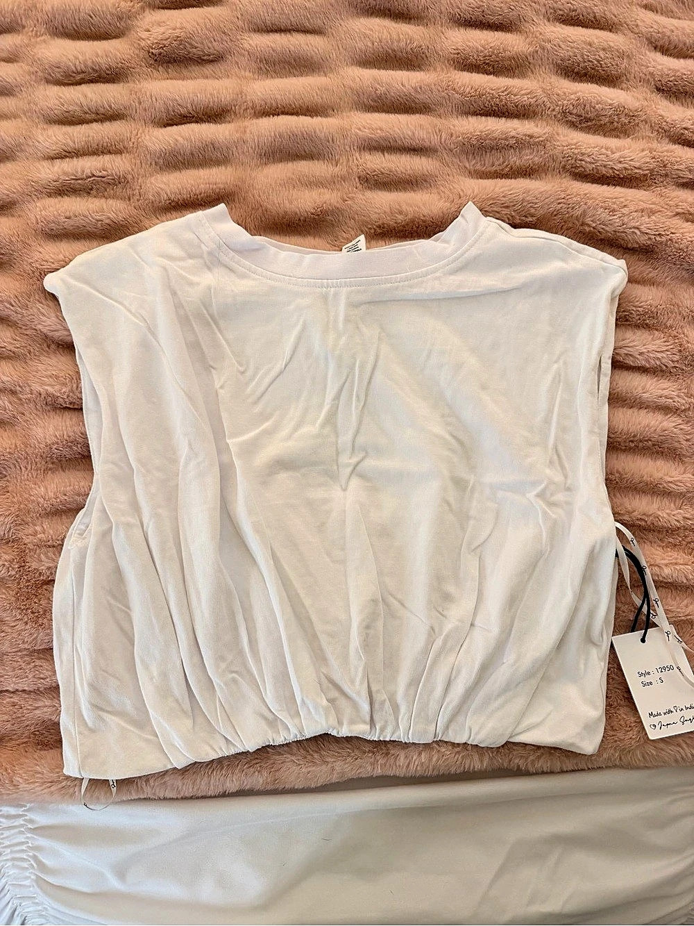 Gathered Hem Tank Top in White NWT